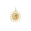 Mother Mary Enamel Round-Shaped Pendant in 18K Saudi Gold