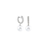 White South Sea Pearl Drop Hoop Earrings with Diamond