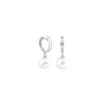 White South Sea Pearl Drop Hoop Earrings with Diamond