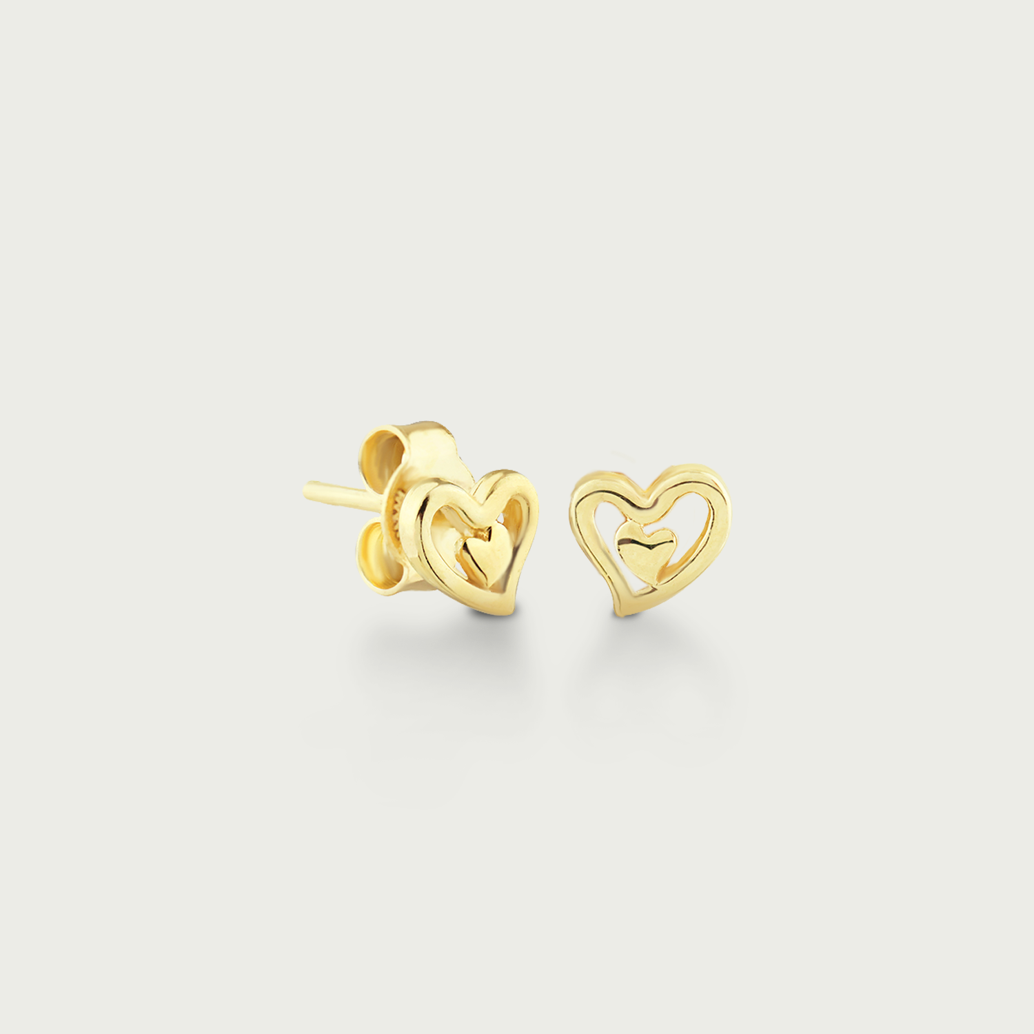 Clock-Out Chic Heart Gold Stud Earrings