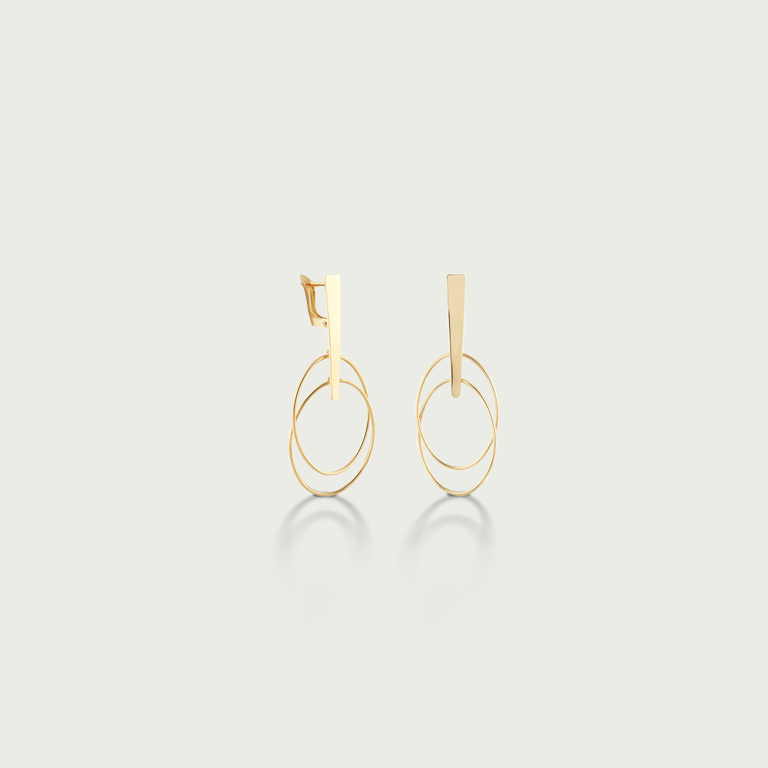 Double Decker Elegance Gold Dangling Earrings