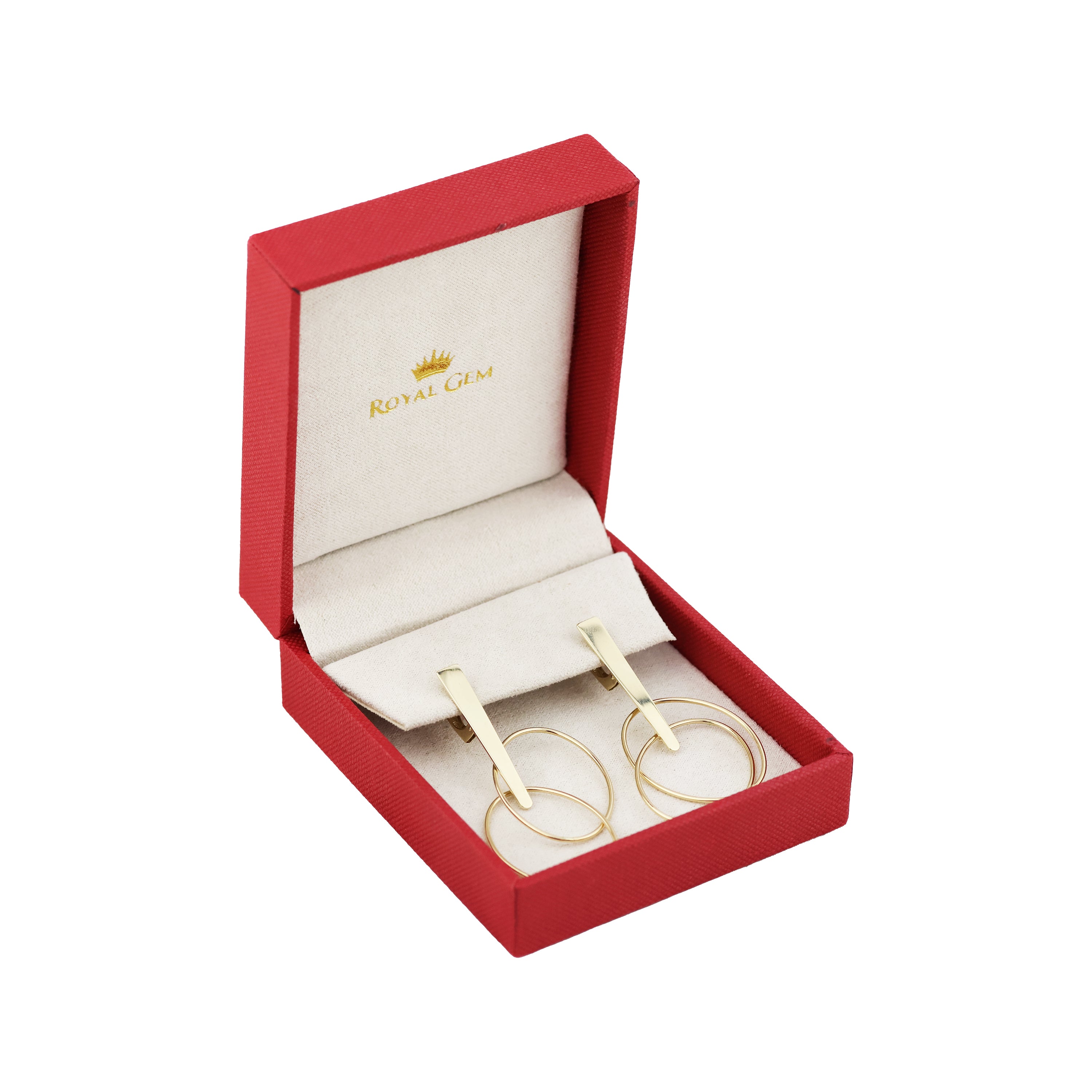 Double Decker Elegance Gold Dangling Earrings