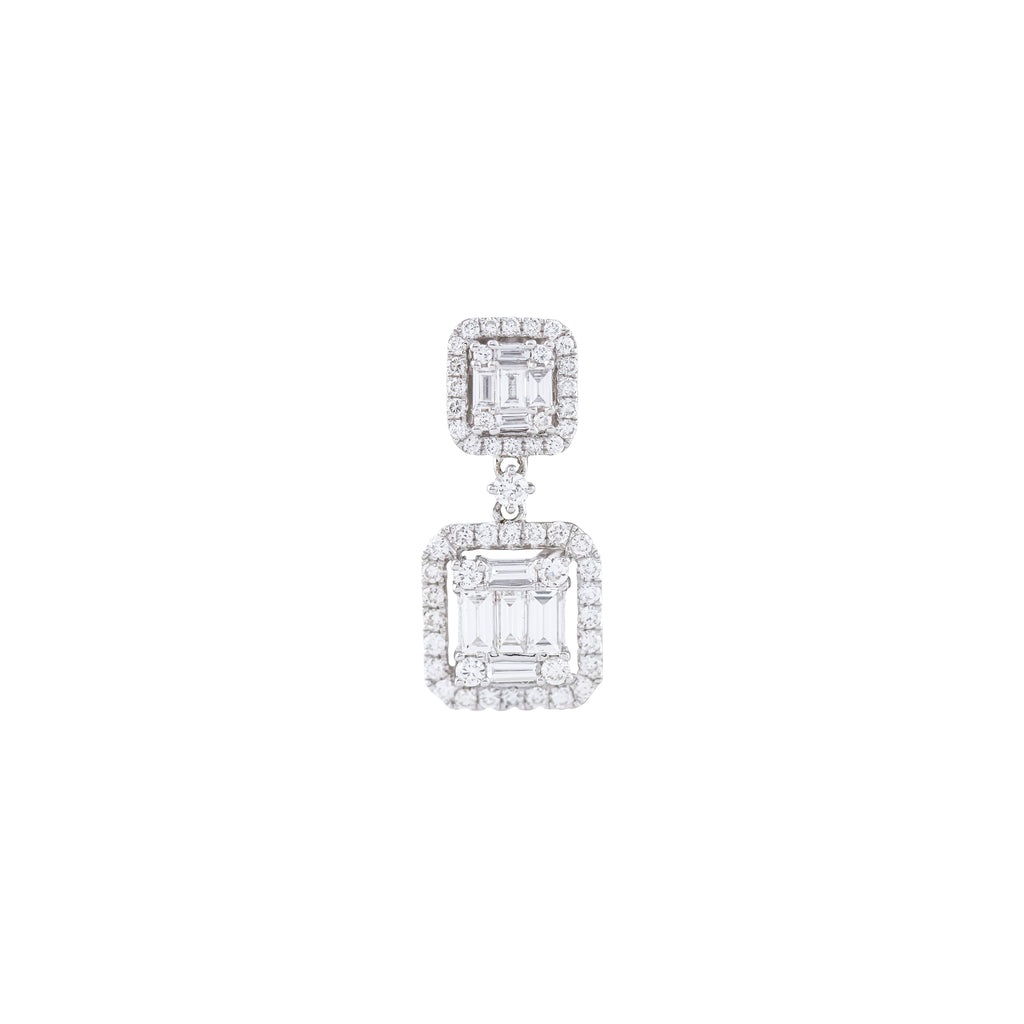 Emerald-Cut Illusion Diamond Dangling Earrings