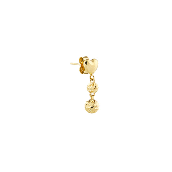Heartfelt Linked Golden Orb Dangling Earrings