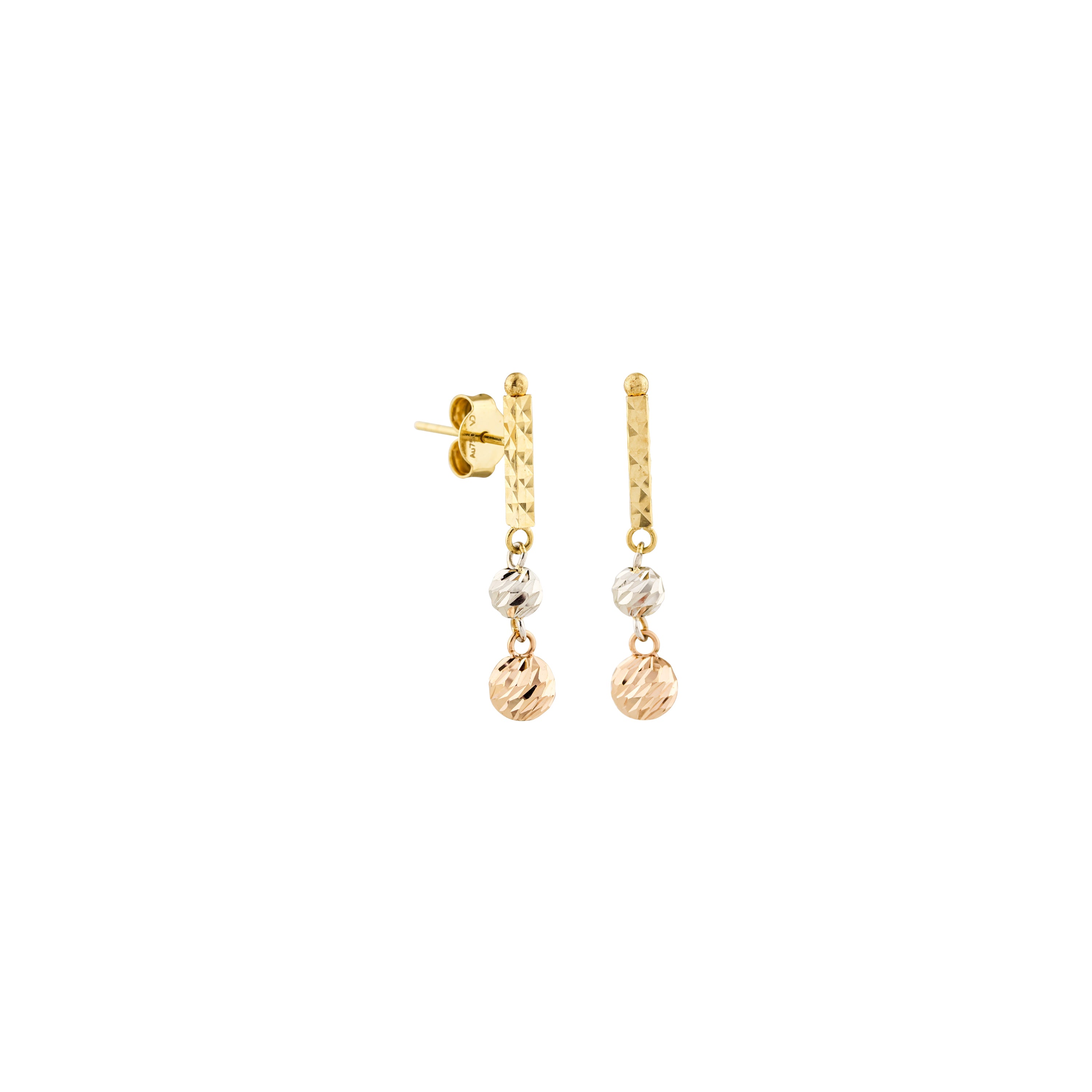 Linear Bond Gold Dangling Earrings