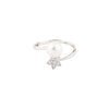 Radiant Unison of Pearl and Star White Gold Ring