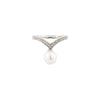 Dancing White Freshwater Pearl in Diamond Ring