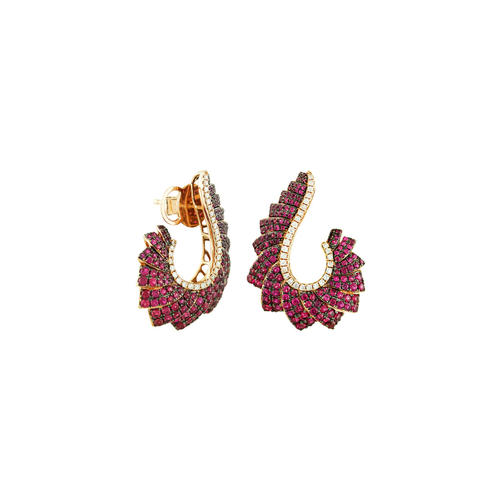 Resplendent Rubies C-Hoop Earrings