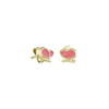 Pink Butterfly Stud Earrings in 14K Yellow Gold