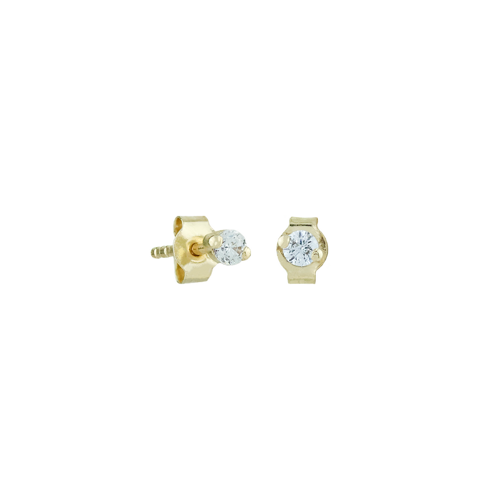 Round-Shaped CZ Stud Earrings in 14K Yellow Gold