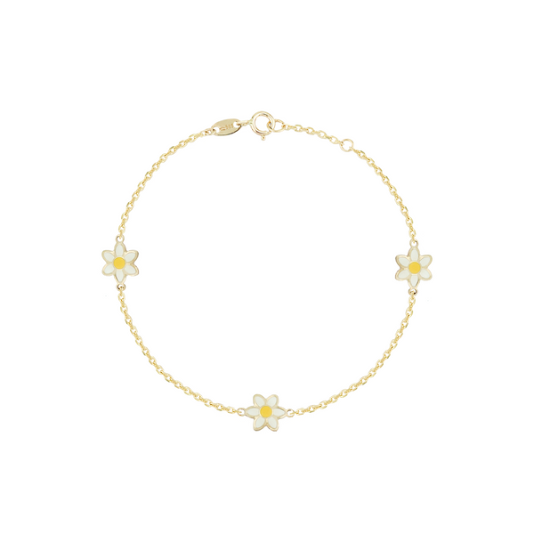 Daisy Flower Bracelet in 14K Yellow Gold