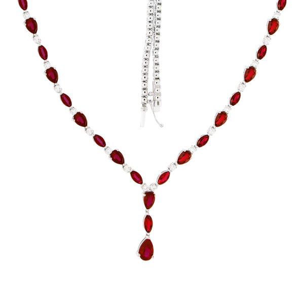 Pear-Shaped Ruby Lariat Necklace