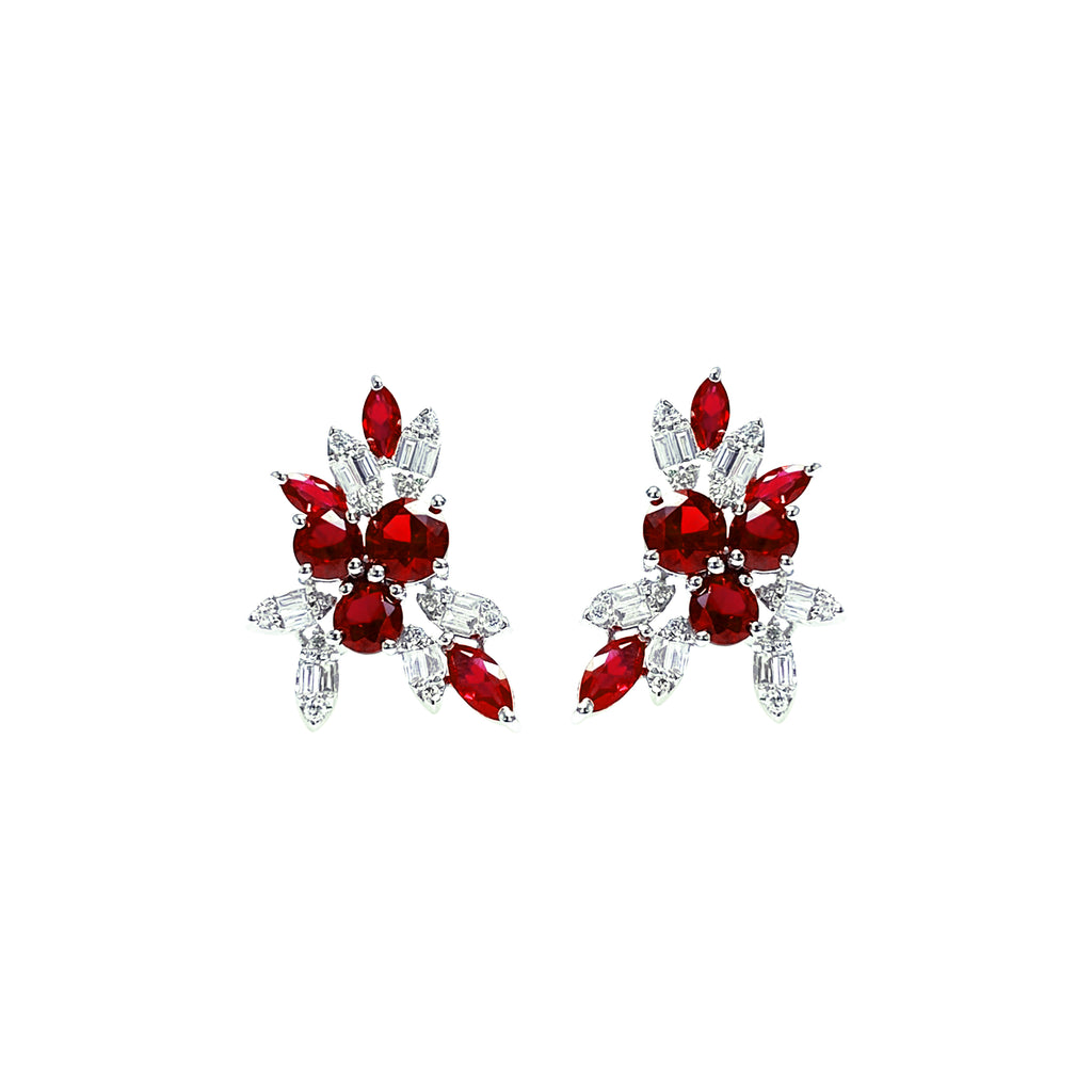 Floral Ruby Stud Earrings