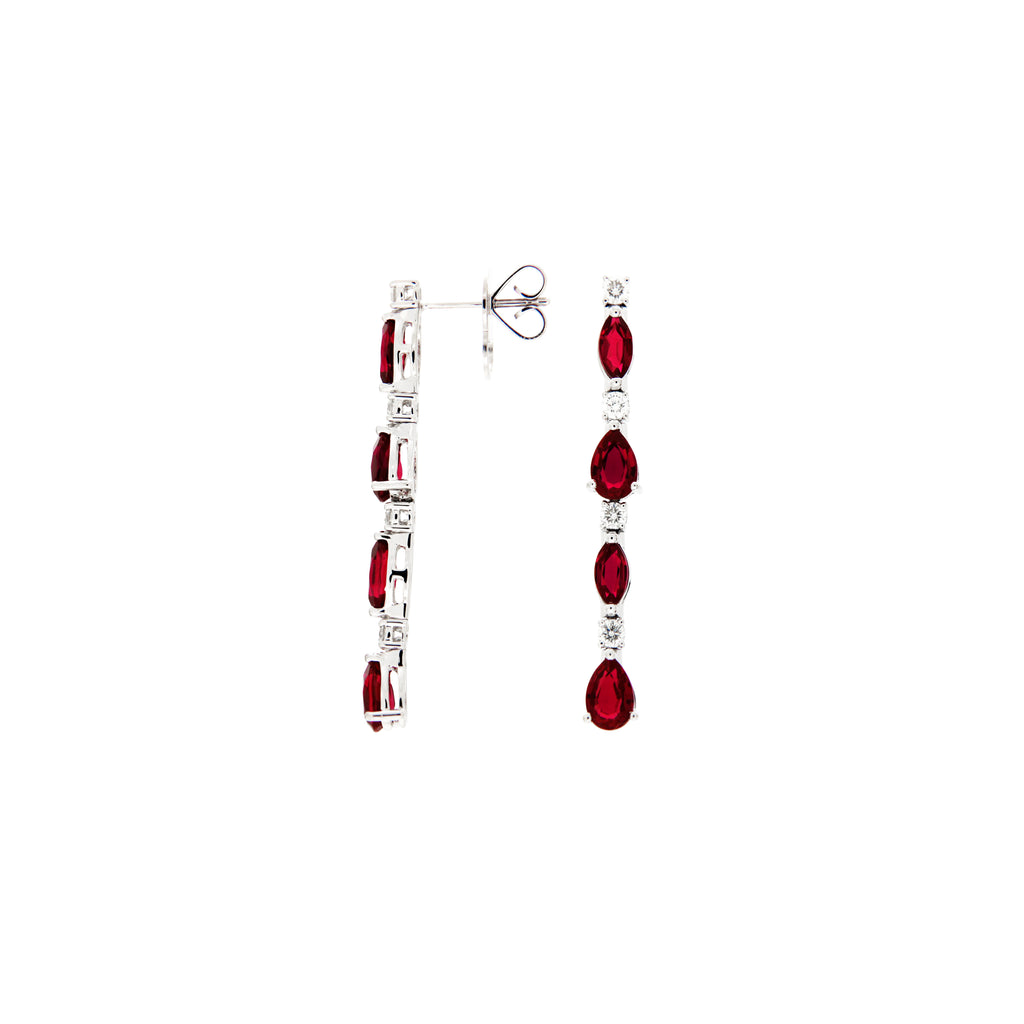 Pear-Shaped Ruby Dangling Earrings