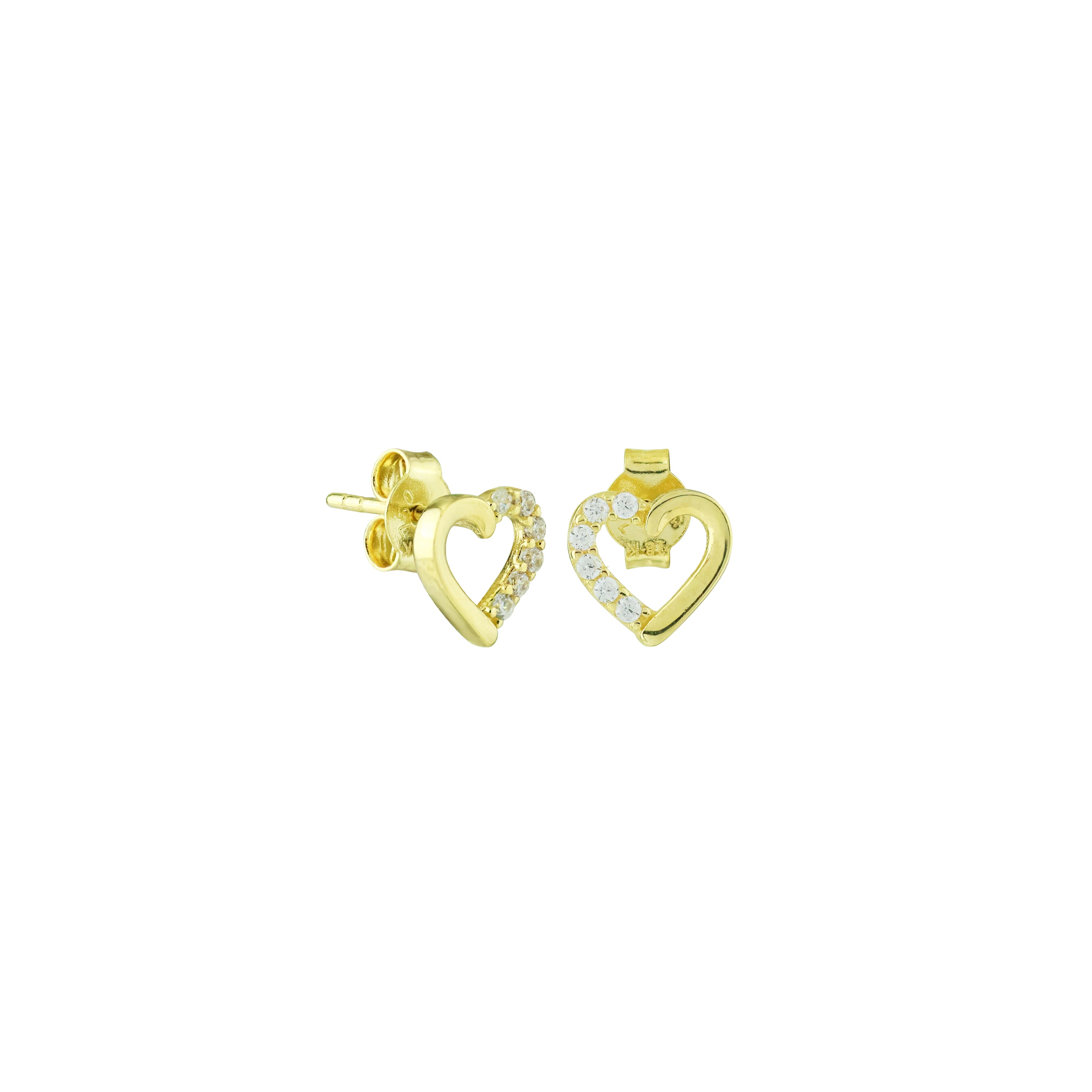 True Heart Gold Stud Earrings