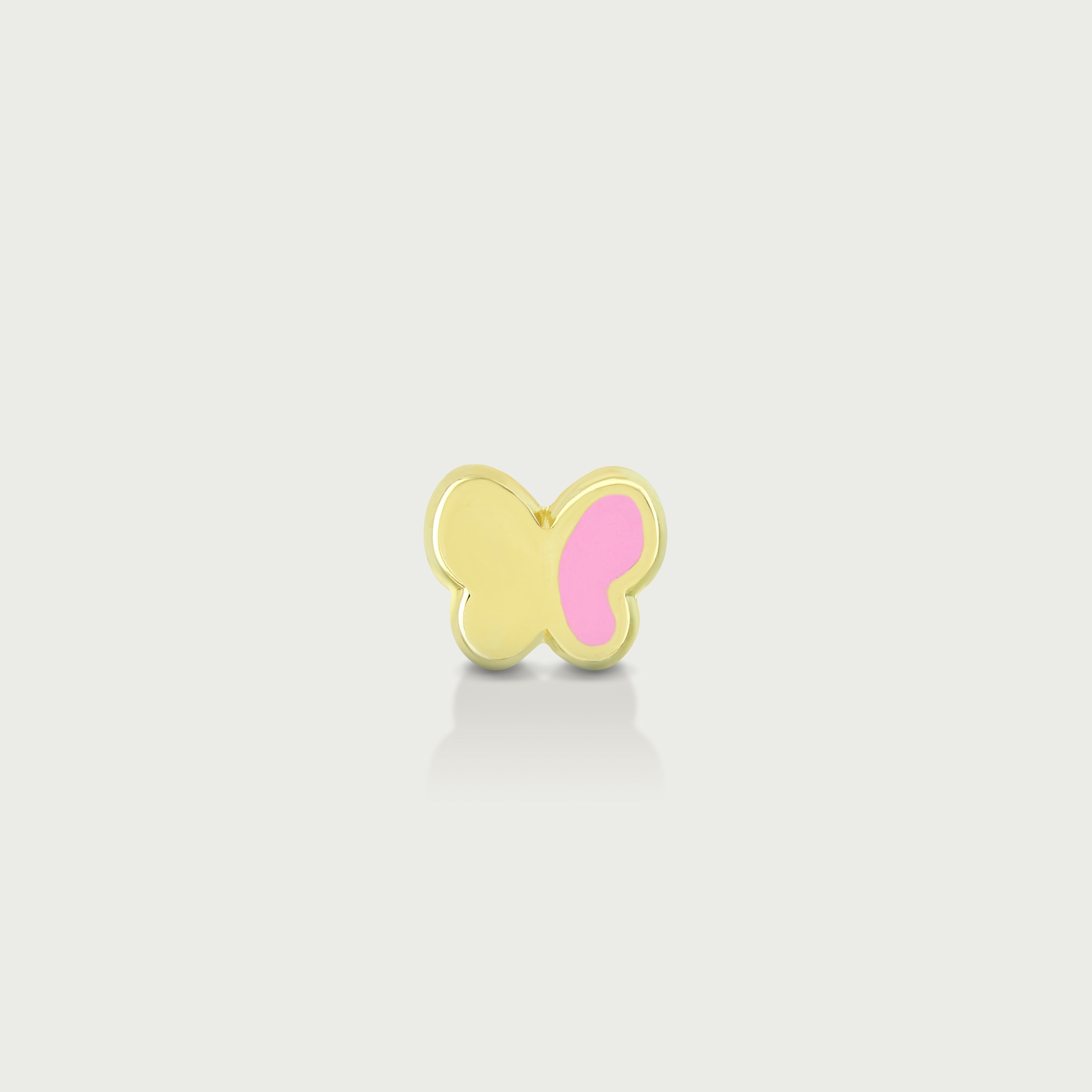 Pink Pop Butterfly Gold Screw Earrings