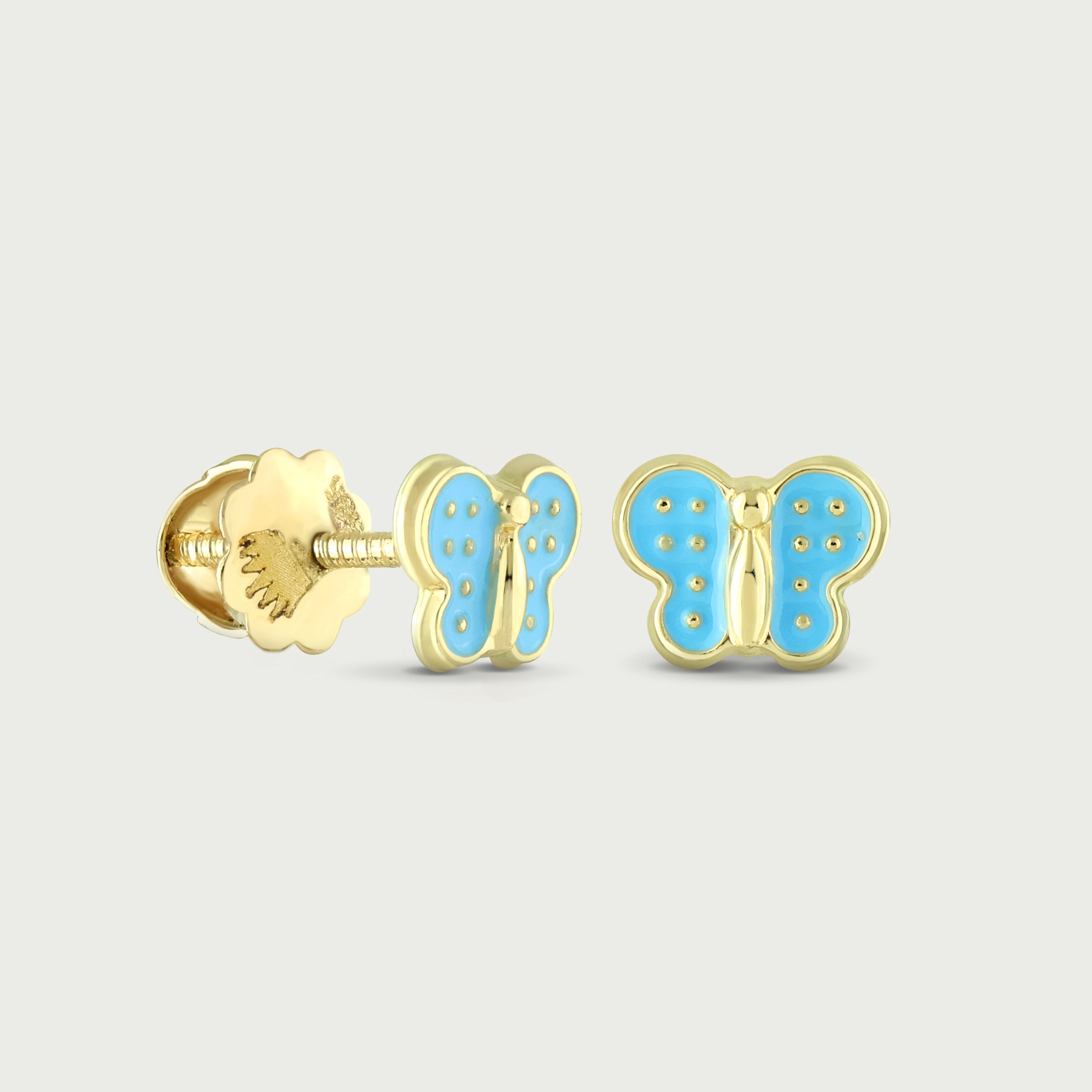 Sky Sparkle Butterfly Gold Screw Earrings