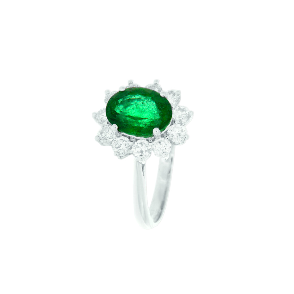 Oval-Cut Emerald Ring in 18K White Gold