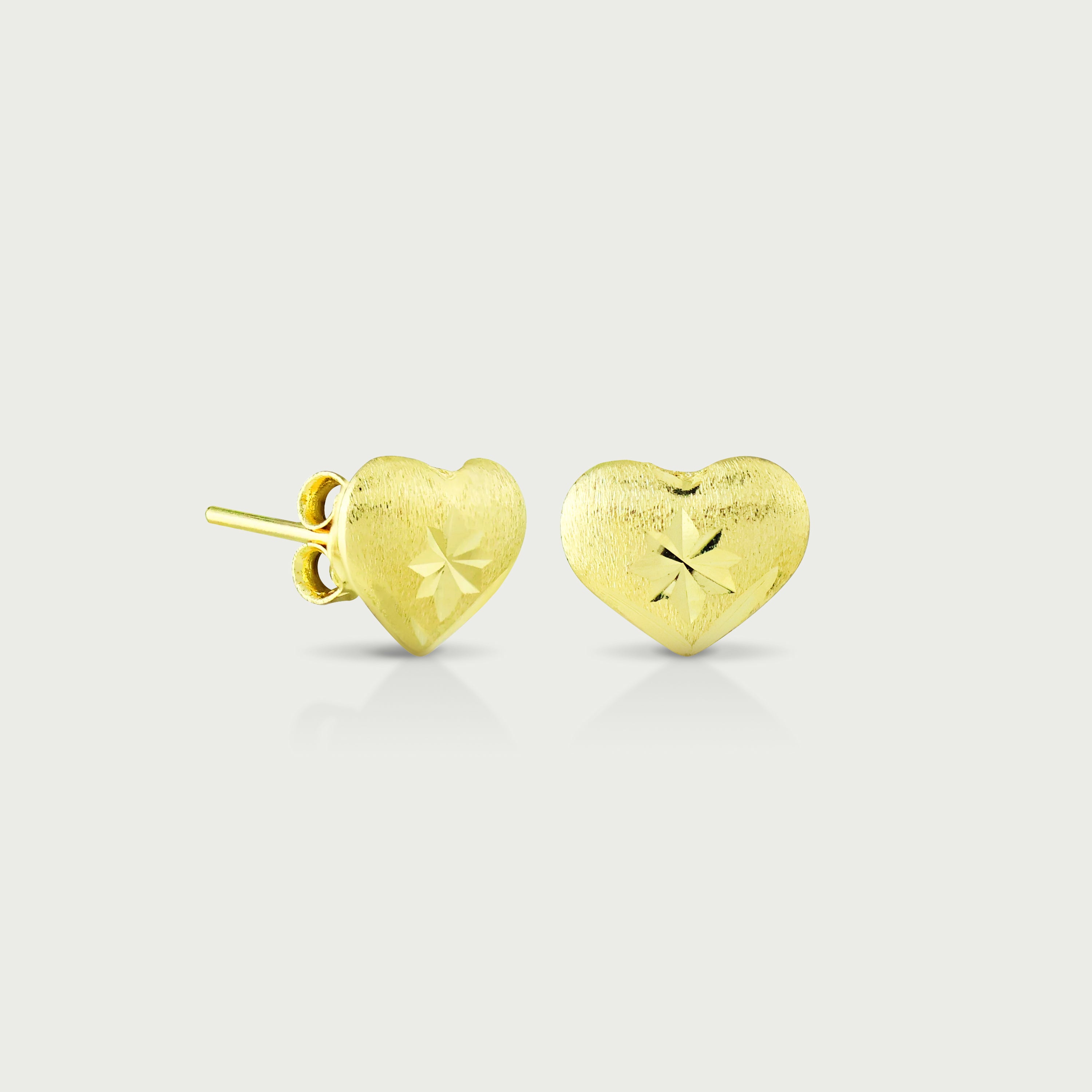 Twilight Heart Gold Stud Earring
