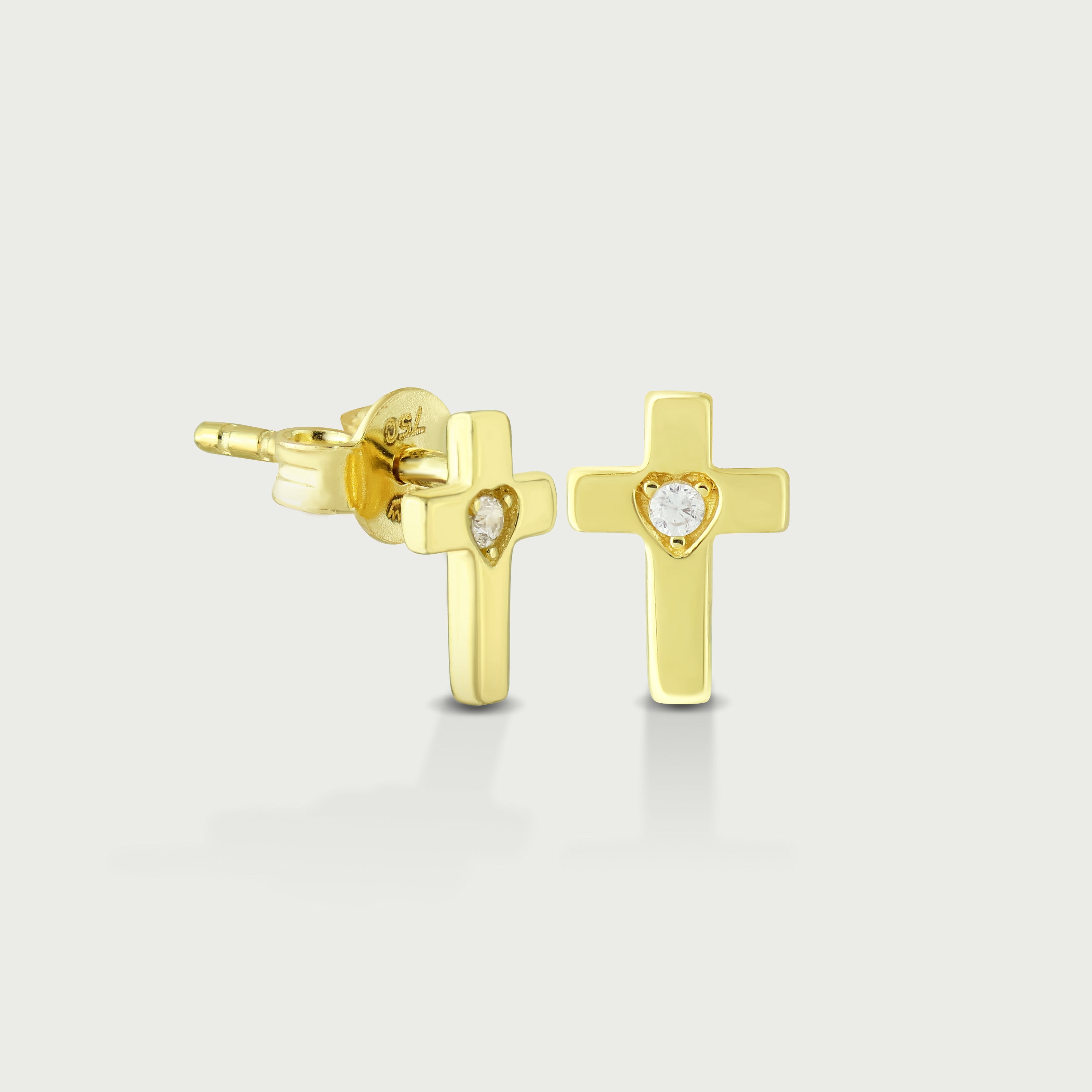 Faithheart Cross Stud Earrings