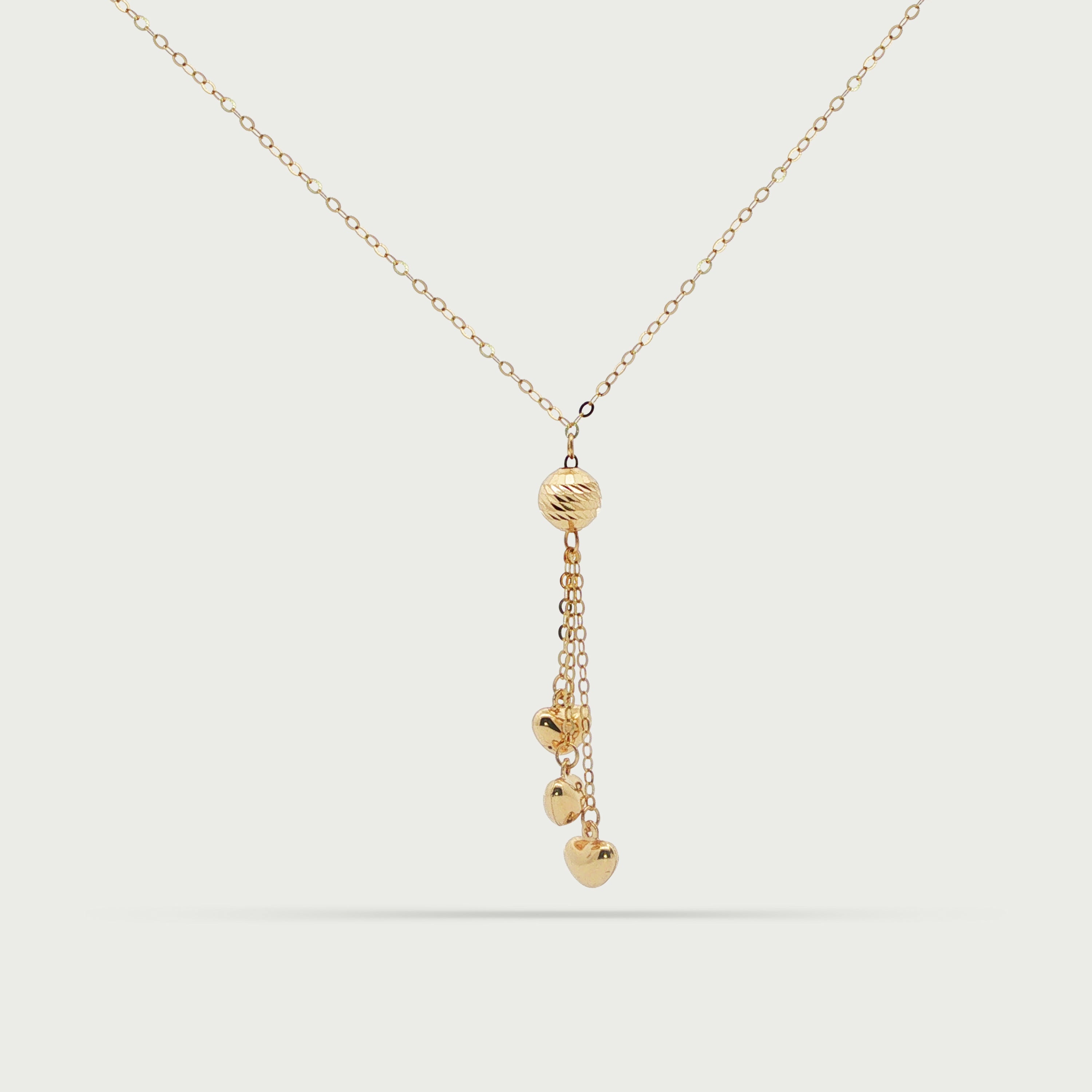 String Hearts Charm Necklace