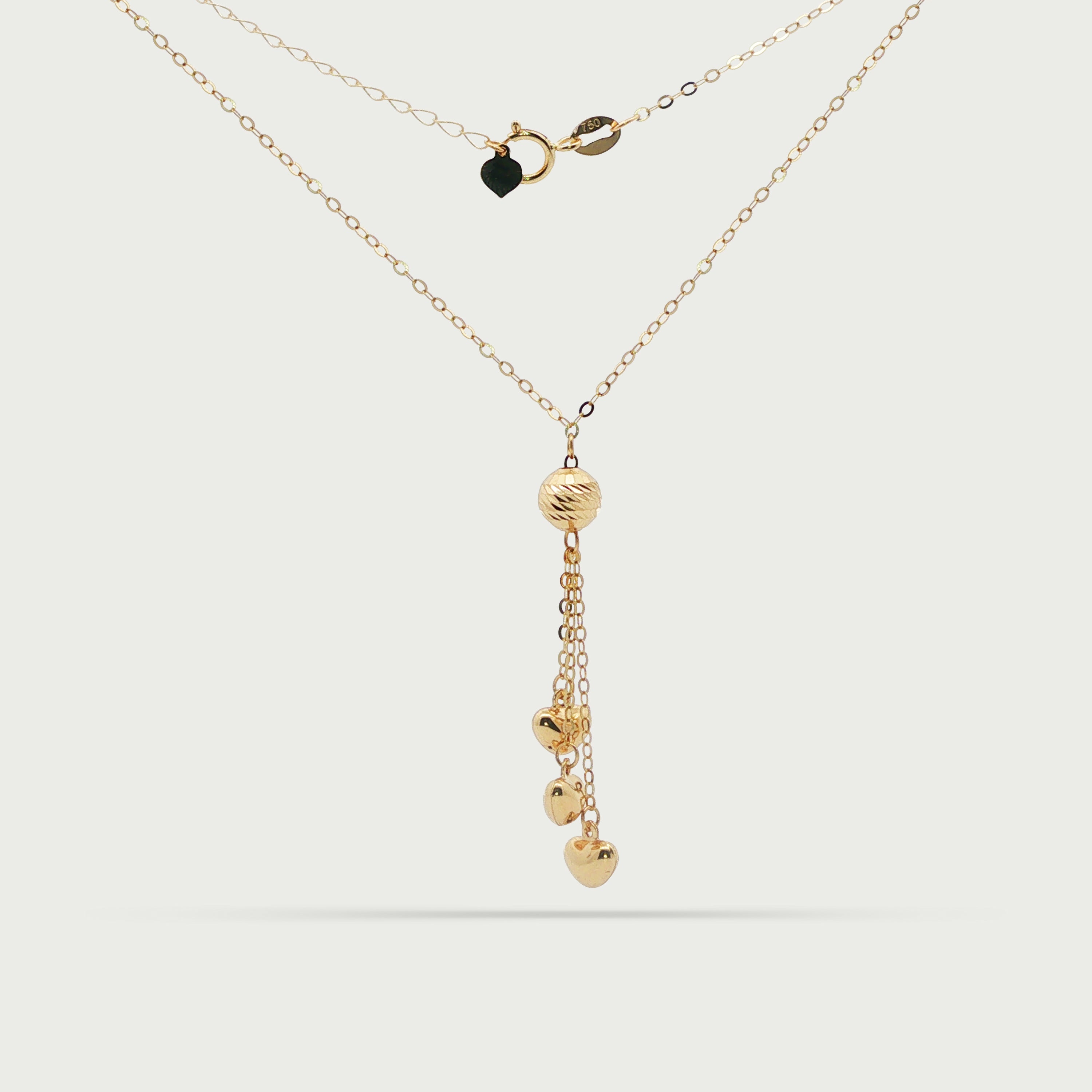 String Hearts Charm Necklace