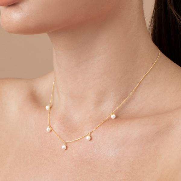 Quintet Pearl Droplets Necklace