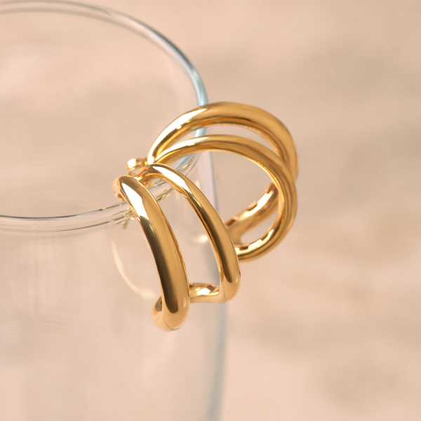 18K Italian Gold Chunky Curved Hoop Earrings