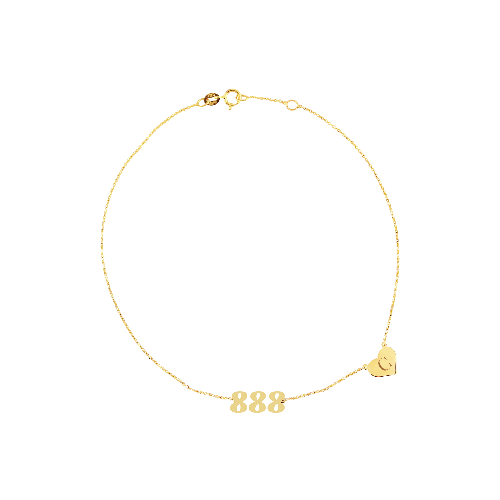 Name Anklet with Engravable Heart Charm