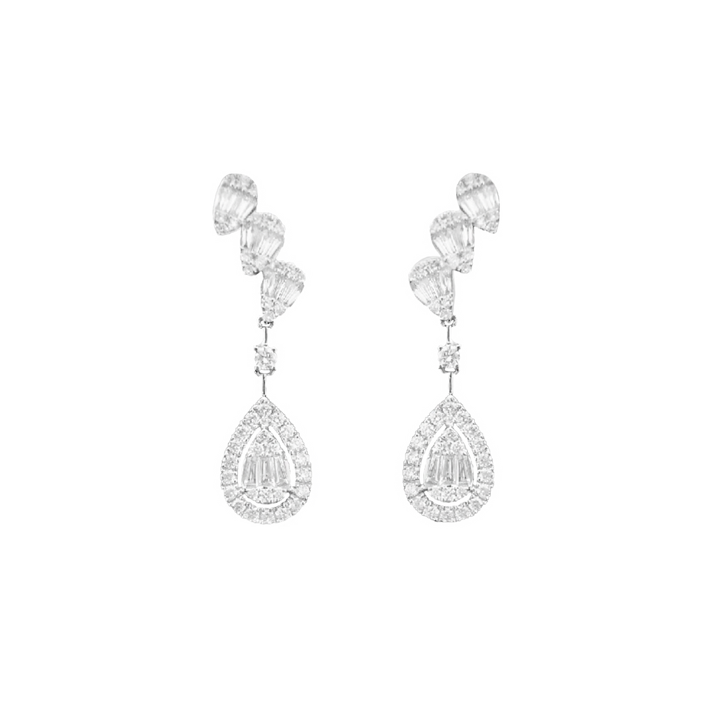 Teardrop Diamond Dangling Earrings