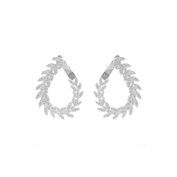 Leaves-Inspired Diamond C-Hoop Earrings