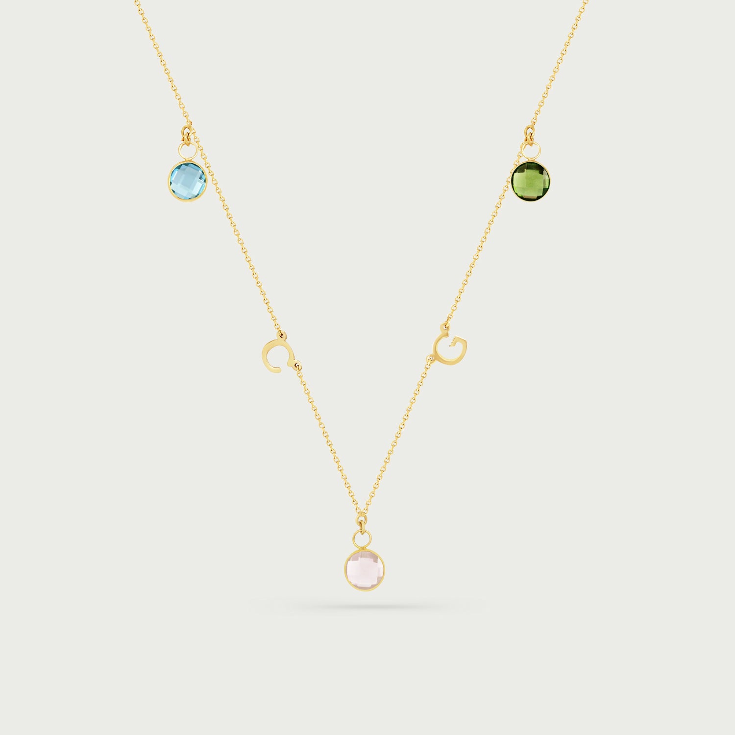 Amalfi Necklace with Triple Birthstone Charms