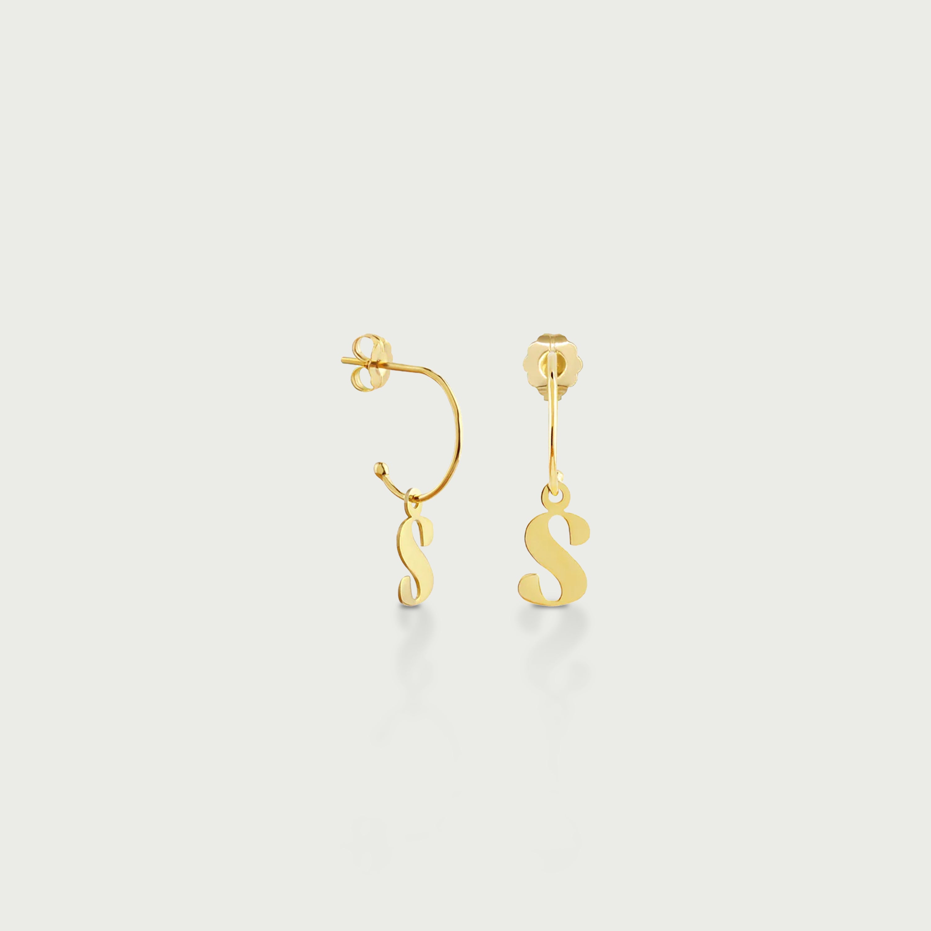 C-Hoop Earrings with Removable Charm Initial