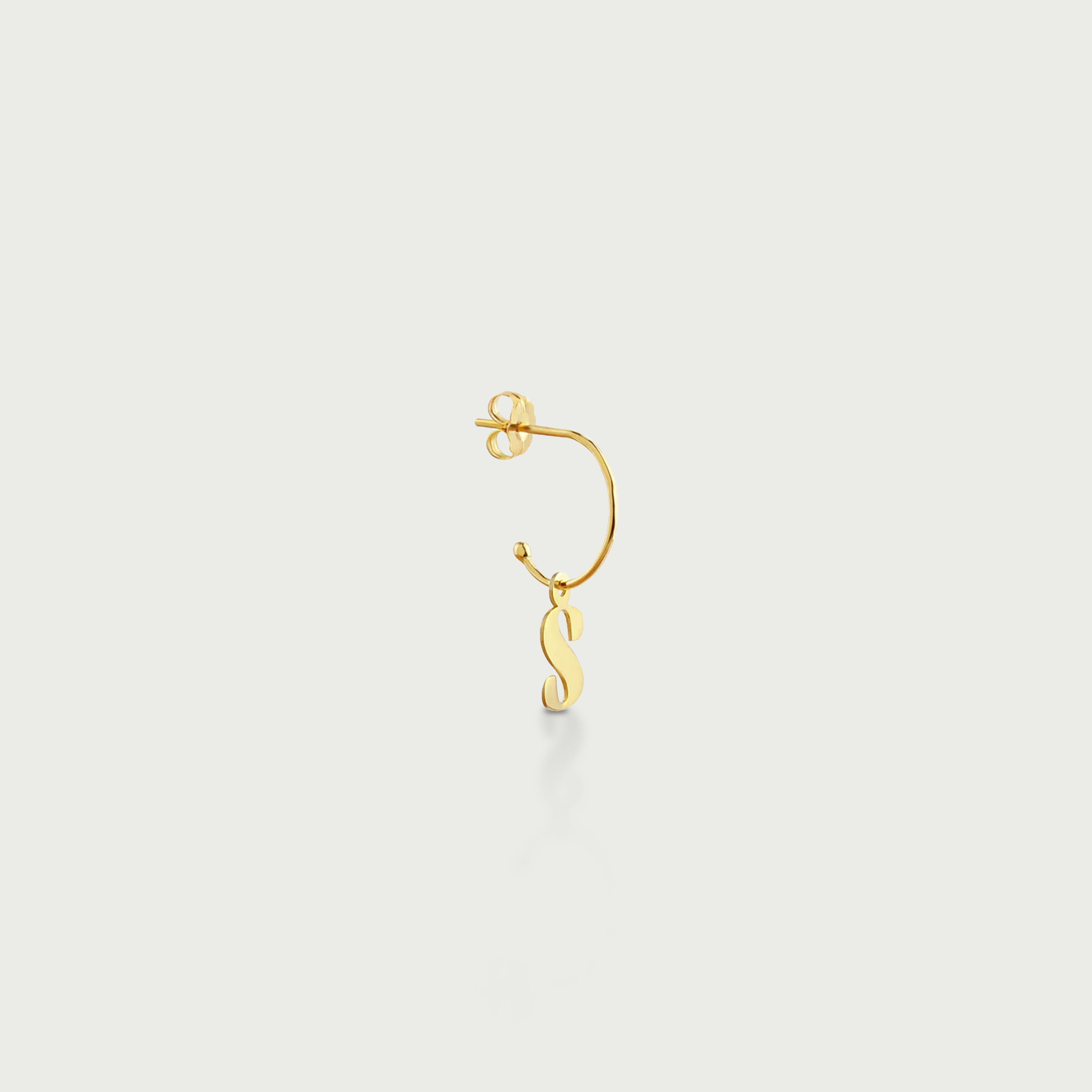 C-Hoop Earrings with Removable Charm Initial