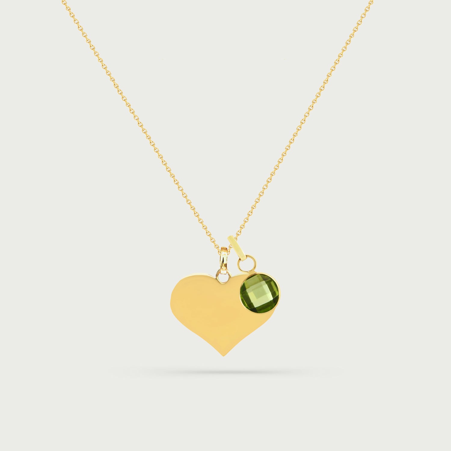 Cherie Yellow Gold Heart Necklace with Birthstone Charm