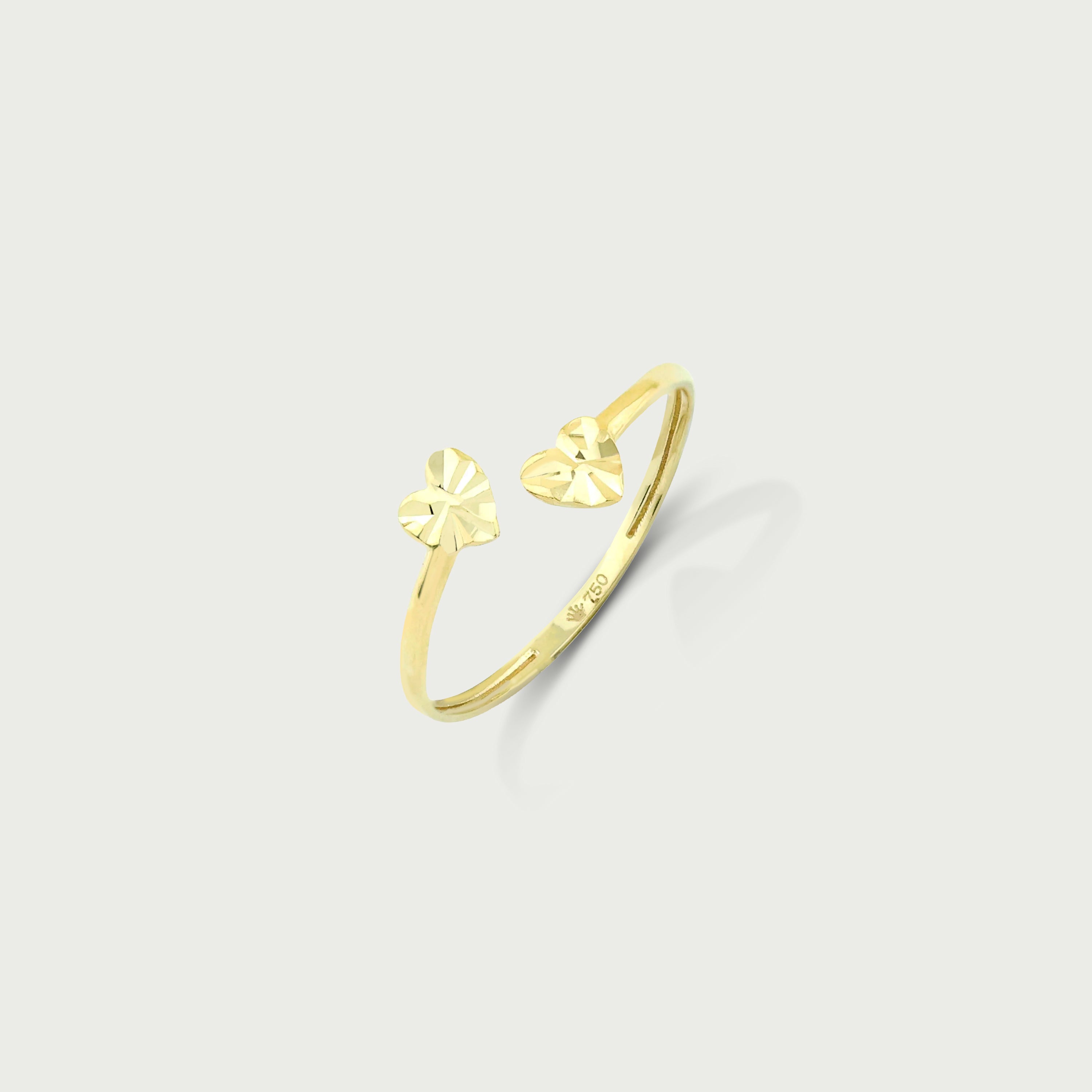Clock-Out Chic Kissing Heart Gold Ring