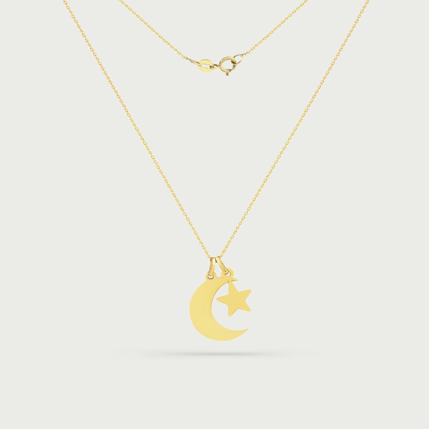 Crescent Moon Necklace with Star Charm