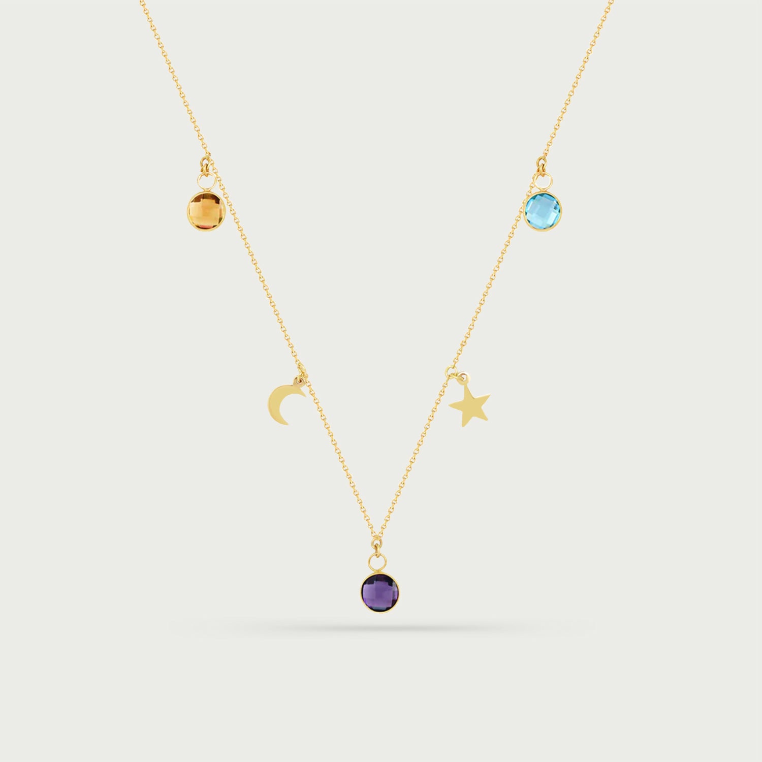 Celestial Necklace with Birthstone Charms