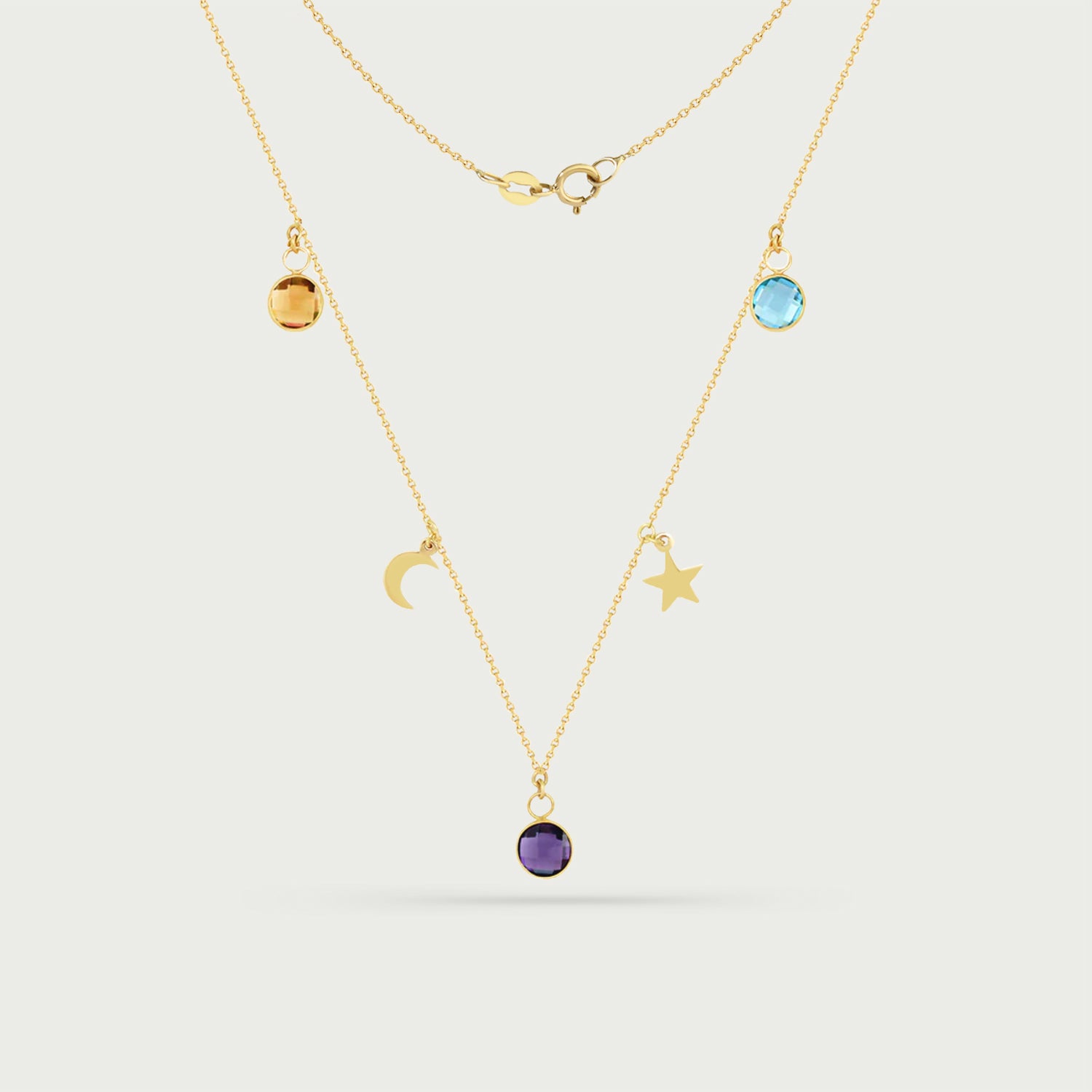 Celestial Necklace with Birthstone Charms