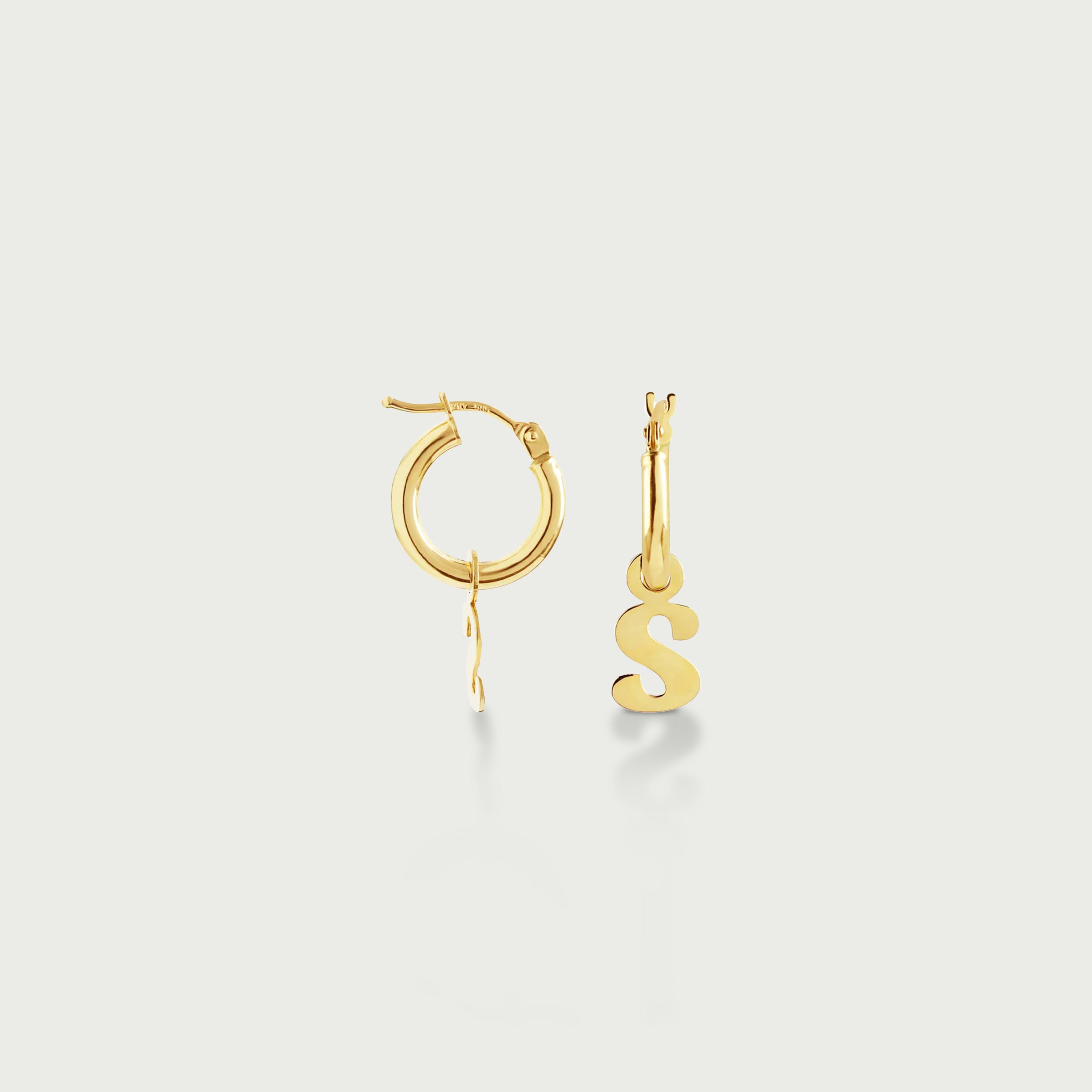 Hoop Earrings with Removable Charm Initial