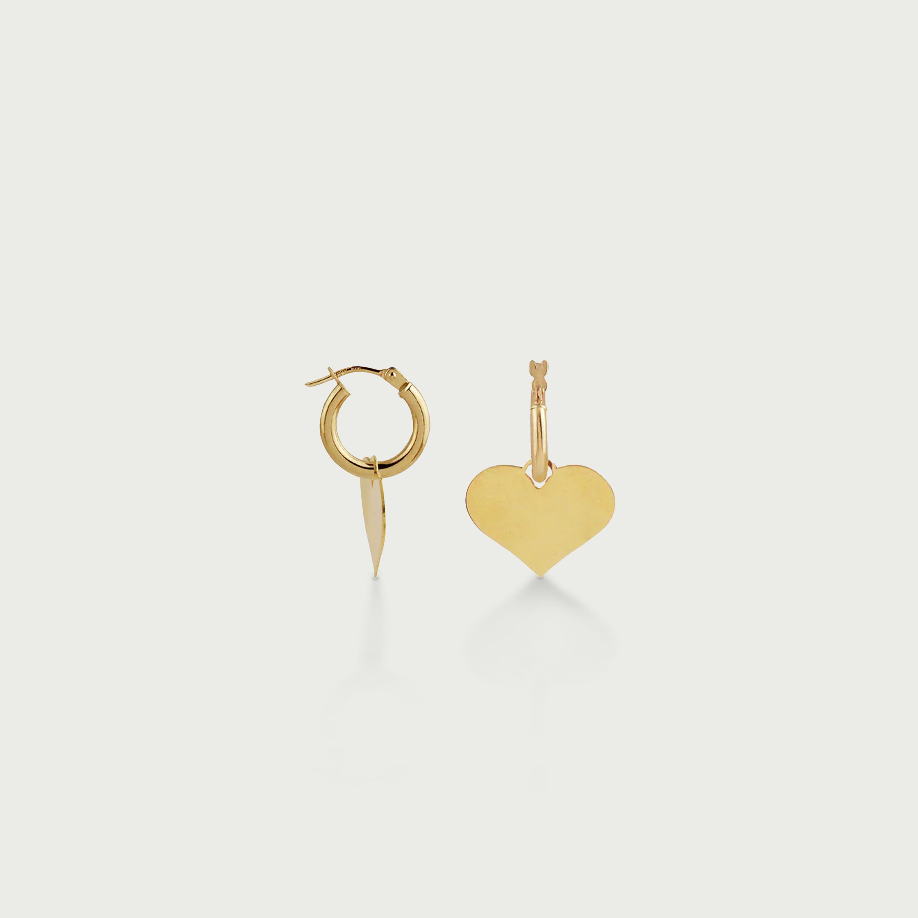 Hoop Earrings with Removable Engravable Big Heart Charm