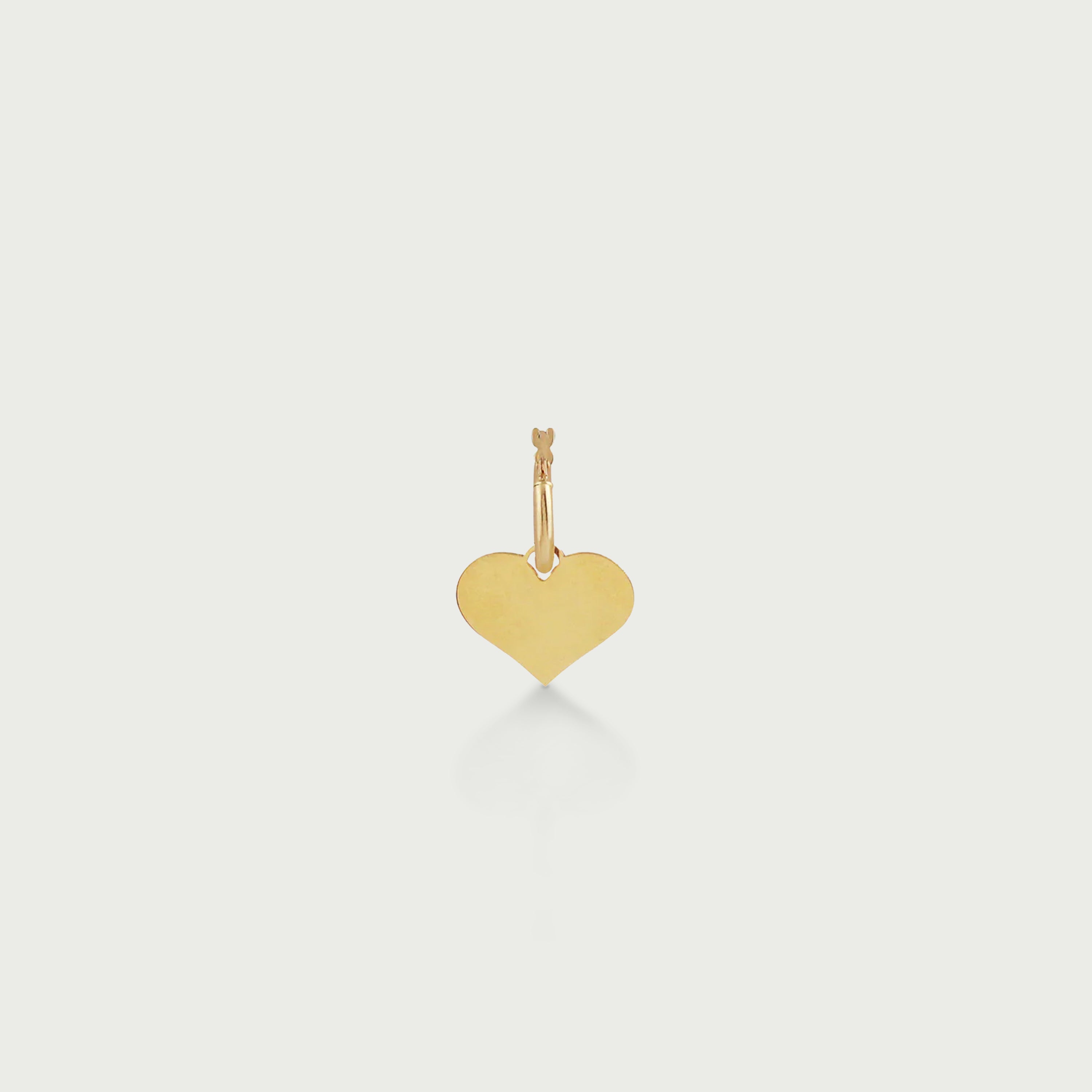 Hoop Earrings with Removable Engravable Big Heart Charm