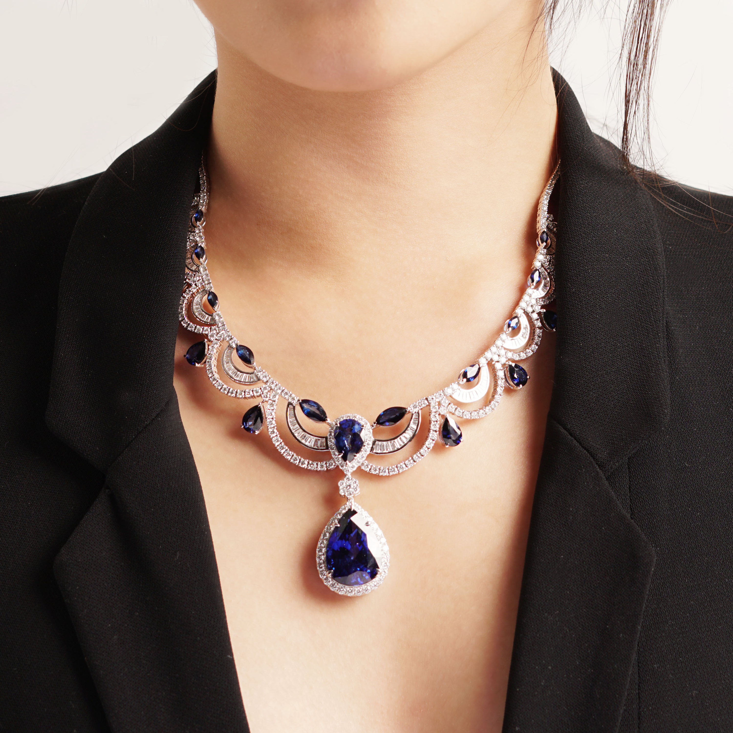 Azure Sapphire Drop Necklace