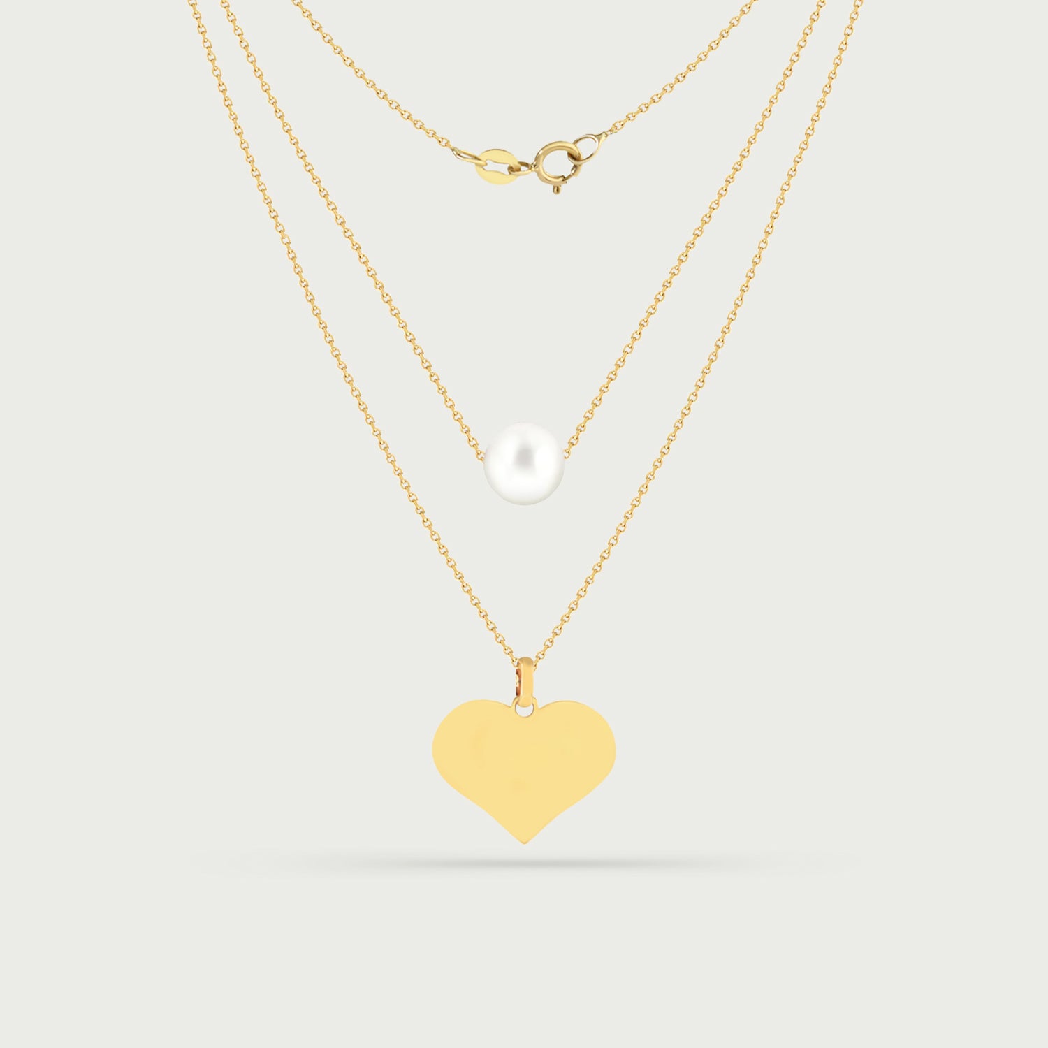 Margaux Two-Layer Pearl Necklace in Yellow Gold