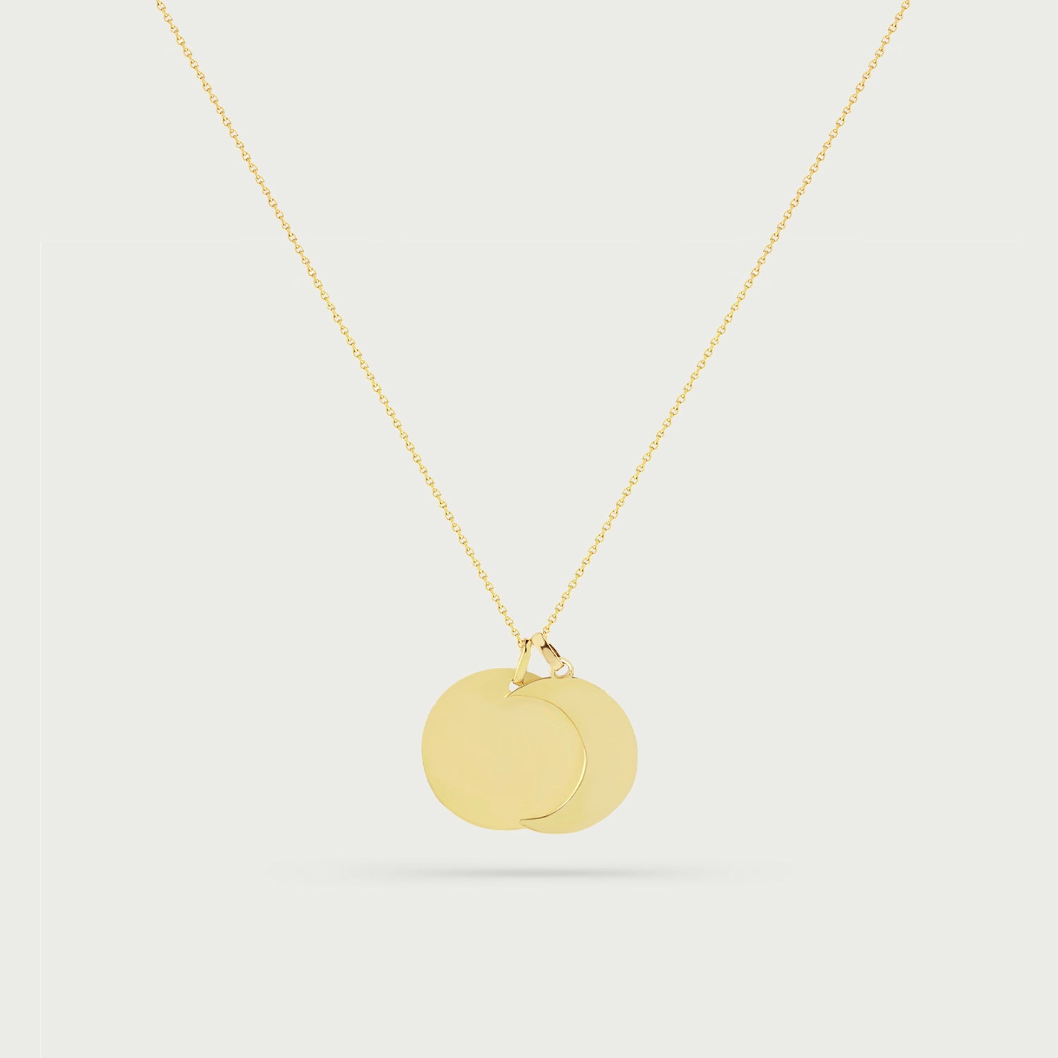 Naomi Disc Necklace with Crescent Moon Charm