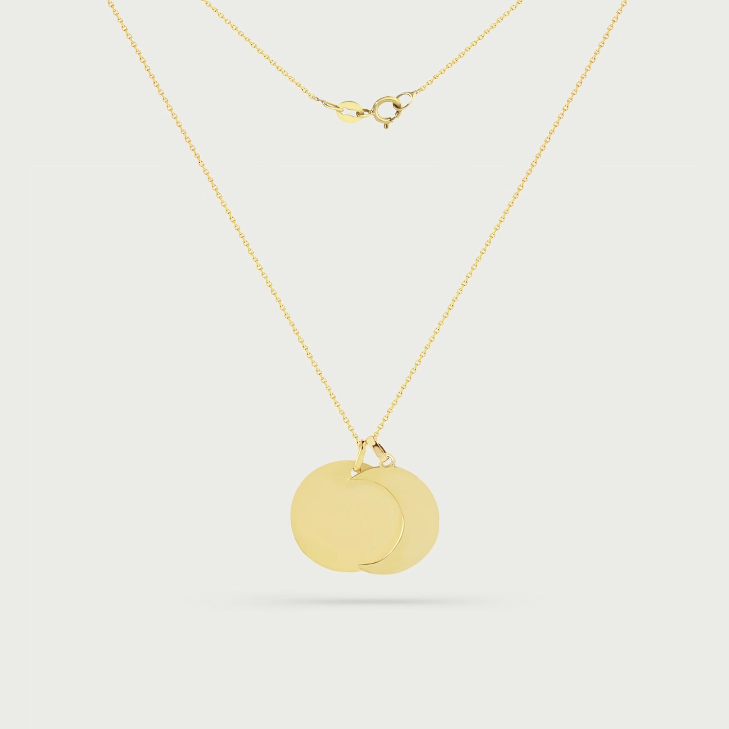 Naomi Disc Necklace with Crescent Moon Charm