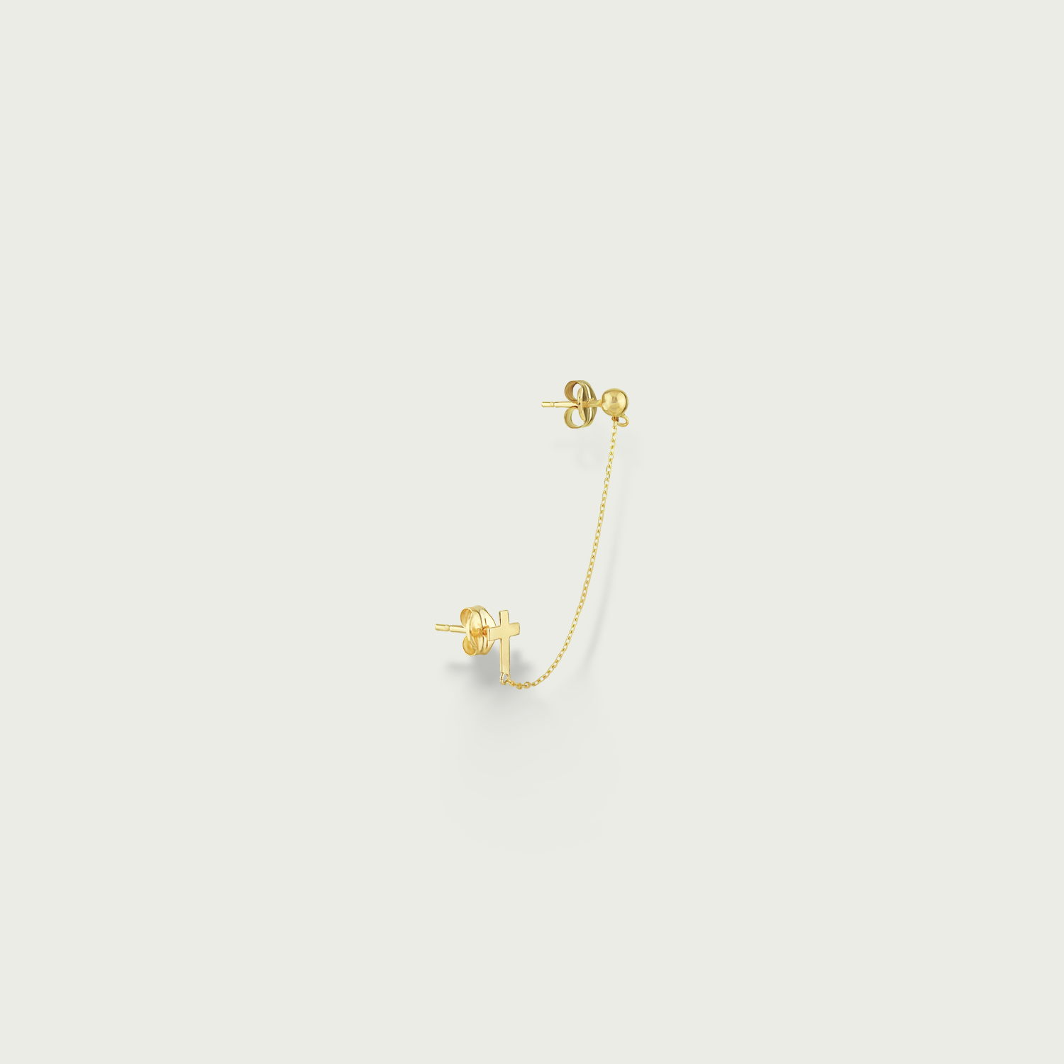 Power Play Cross Gold Piercing Earrings