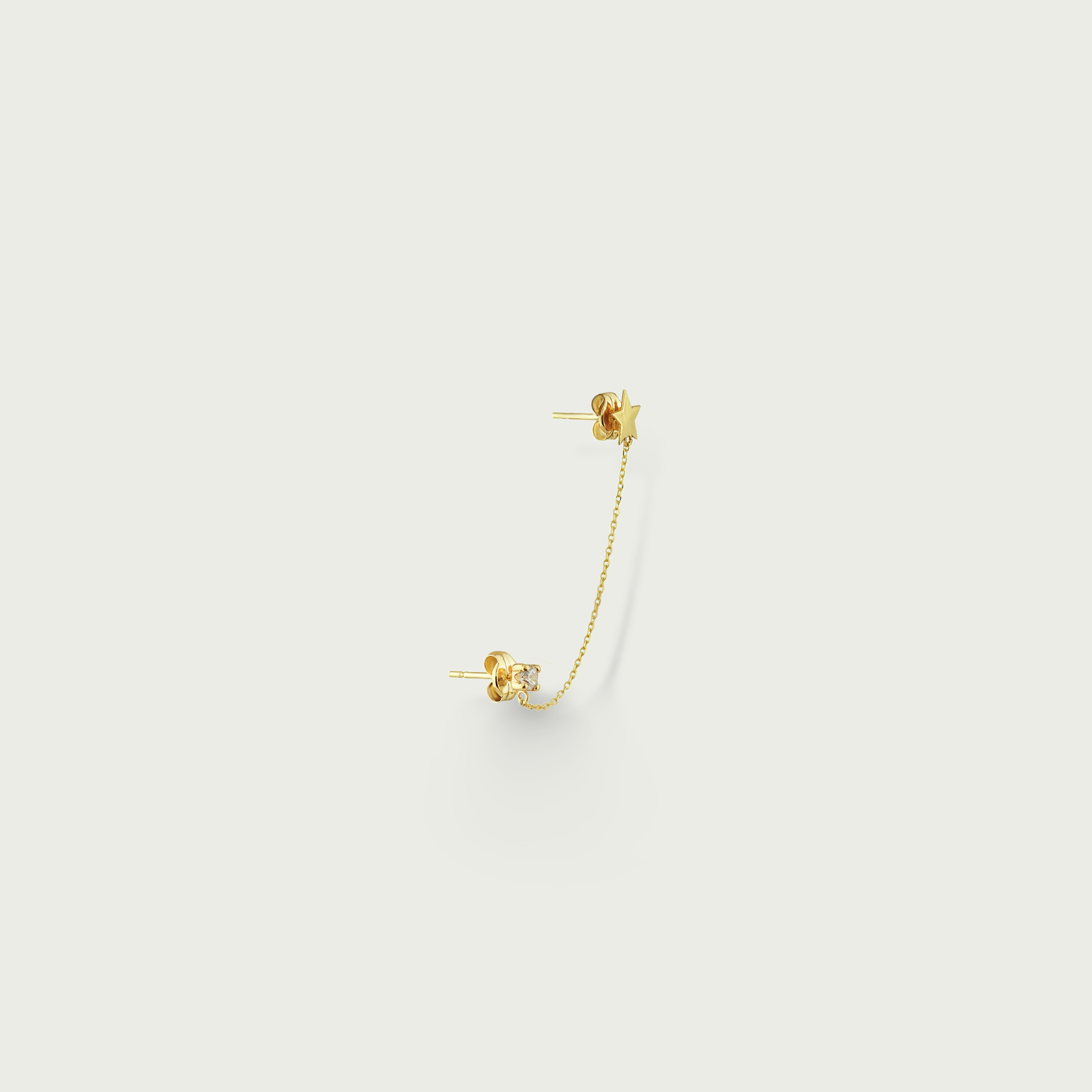 Power Play Star Gold Piercing Earrings