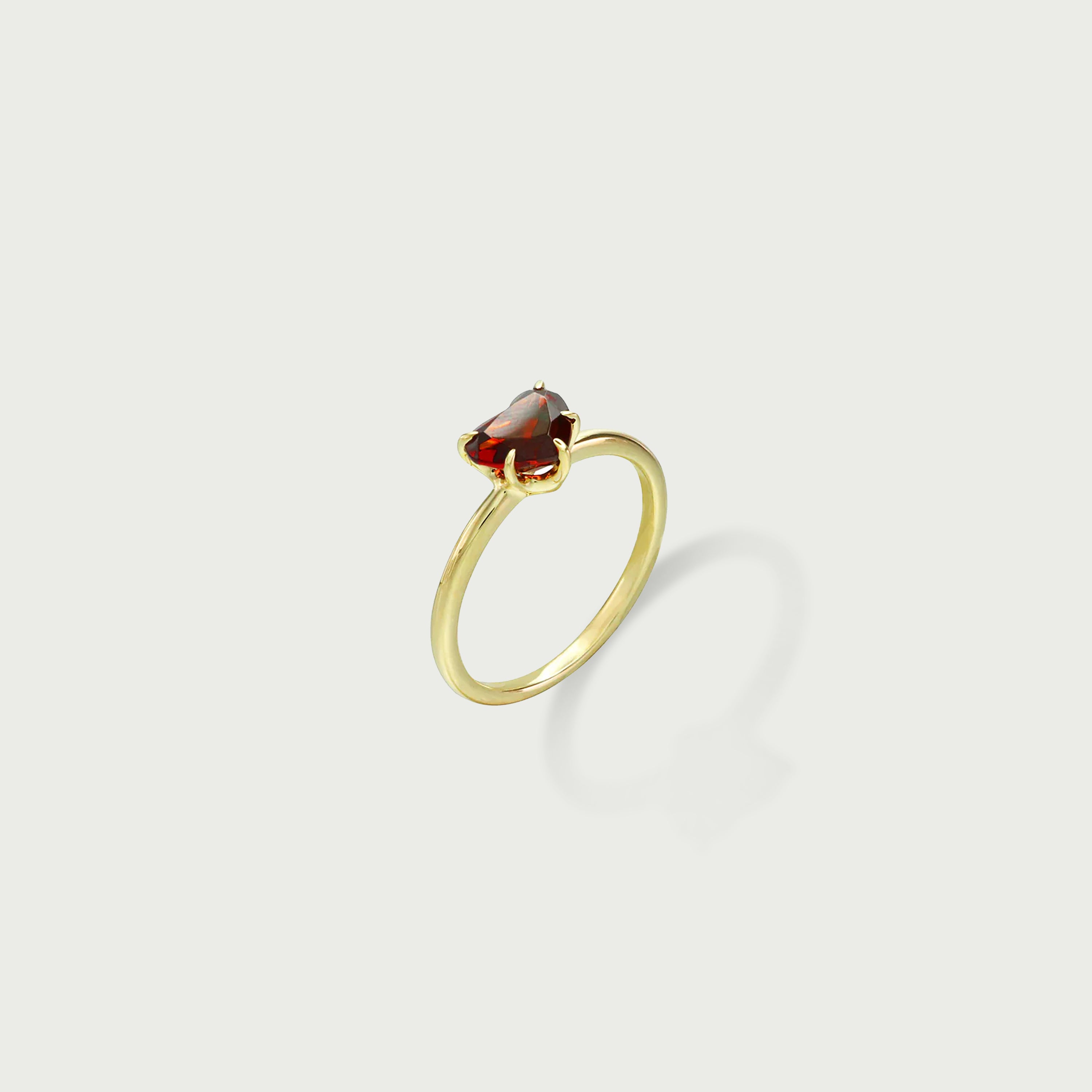 Pure Heart Garnet Solitaire Ring