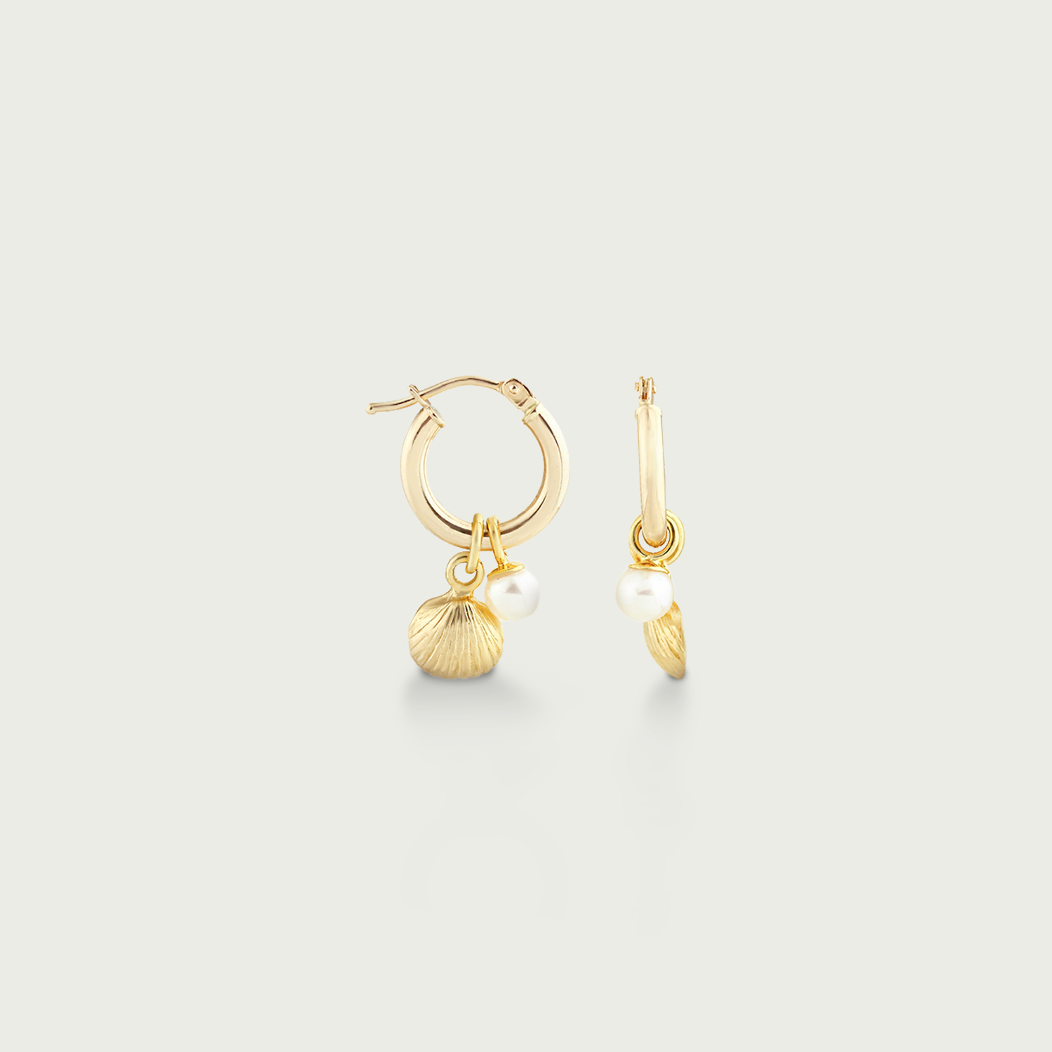 Sail Away Clam Pearl Hoop Earrings